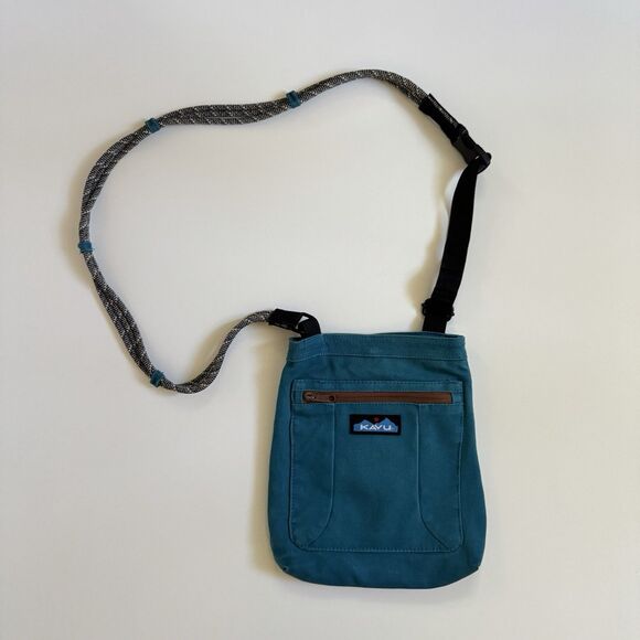 KAVU Keepalong Crossbody Blue Canvas Rope Crossbody Bag - Picture 1 of 4